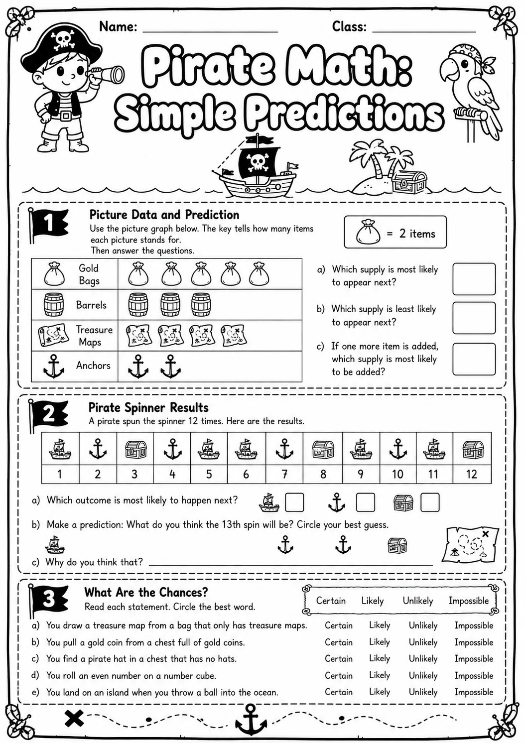 Pirate Math: Money Worksheet Pack page 4 printable Pirate Math preview