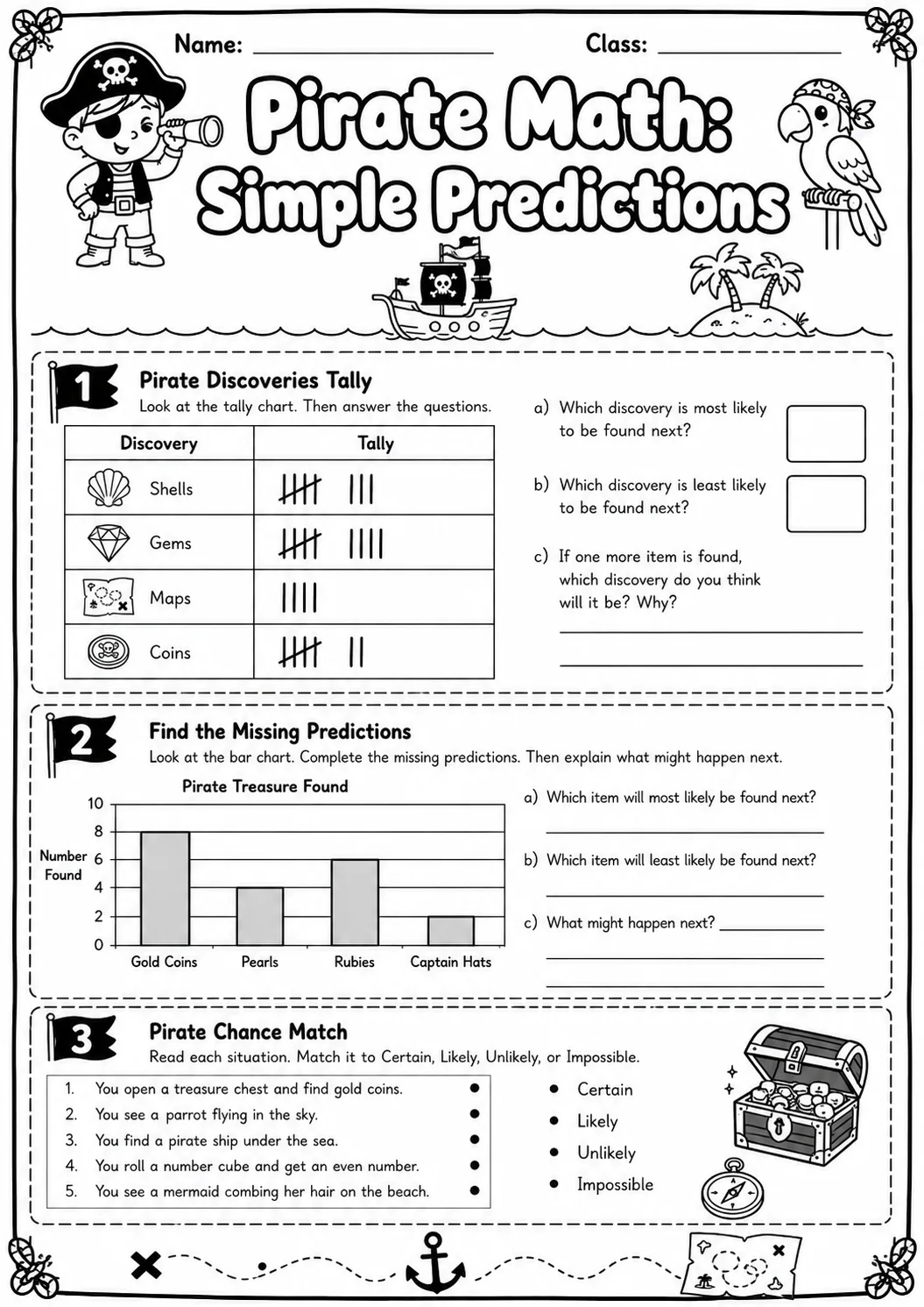 Pirate Math: Money Worksheet Pack page 6 printable Pirate Math preview