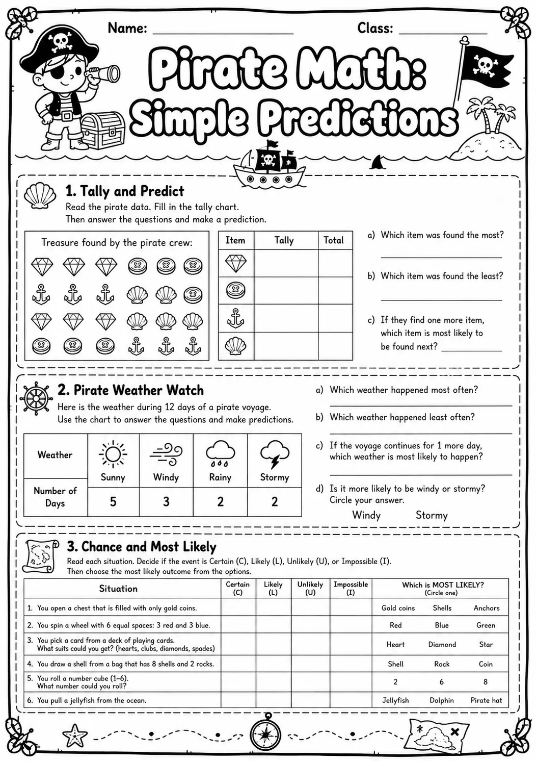 Pirate Math: Money Worksheet Pack page 8 printable Pirate Math preview