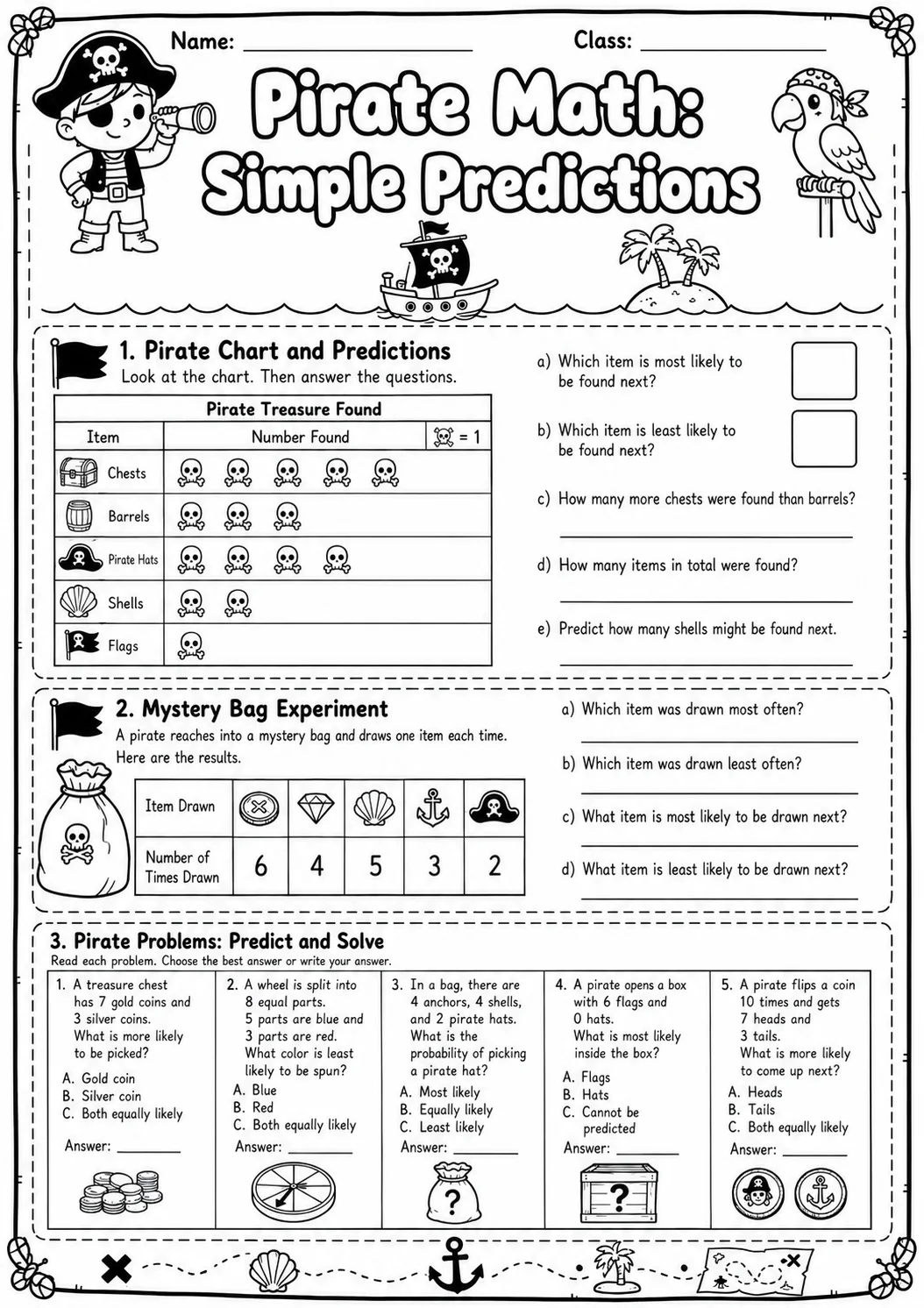 Pirate Math: Money Worksheet Pack page 9 printable Pirate Math preview