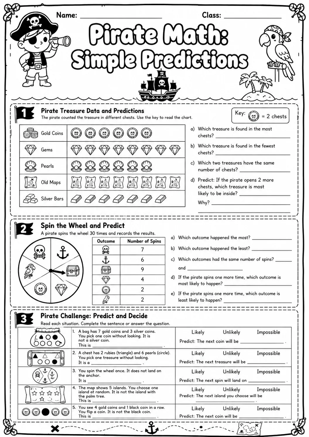 Pirate Math: Money Worksheet Pack page 10 printable Pirate Math preview