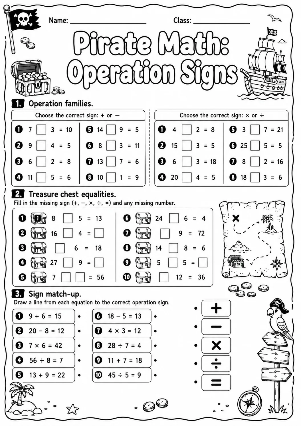 Pirate Math: Multiplication Worksheet Pack page 8 printable Pirate Math preview
