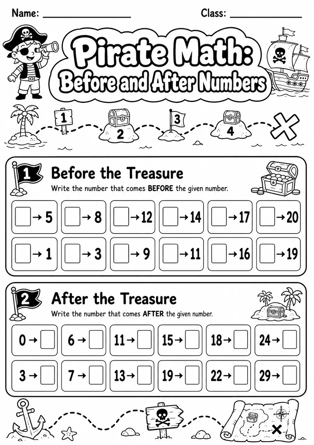 Pirate Math: Place Value Worksheet Pack printable Pirate Math worksheet preview from KiwiBee