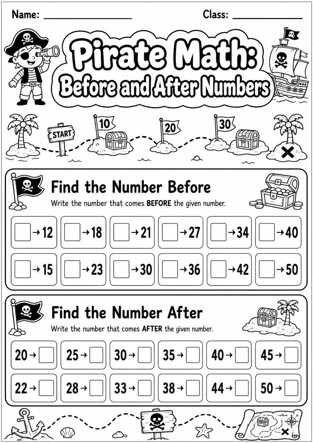 Pirate Math: Place Value Worksheet Pack page 2 printable Pirate Math preview