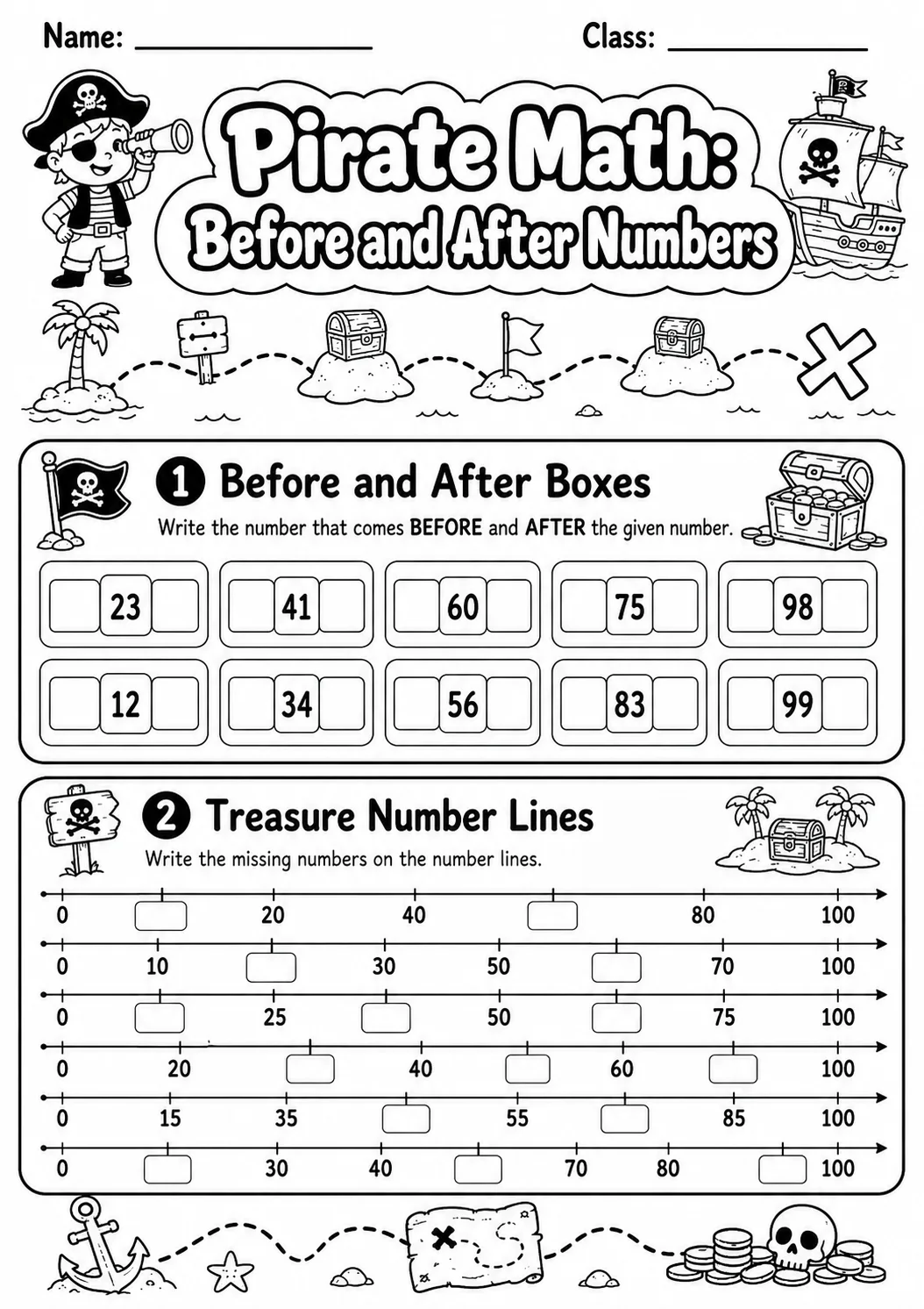 Pirate Math: Place Value Worksheet Pack page 3 printable Pirate Math preview