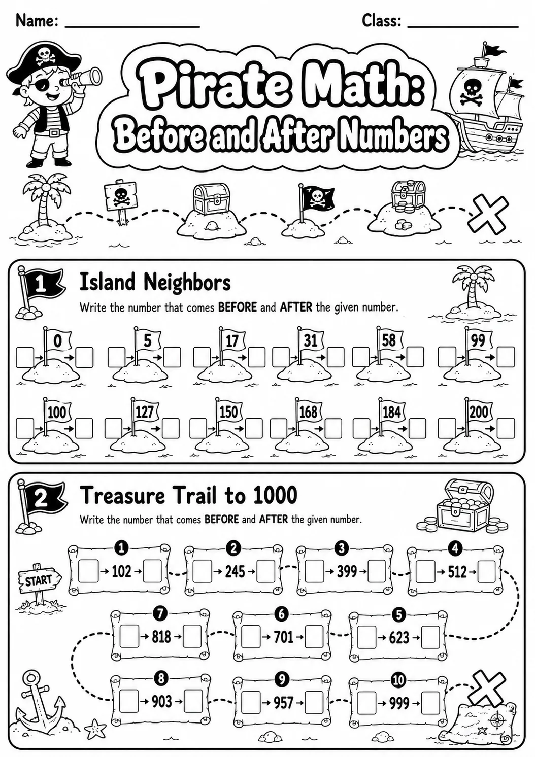 Pirate Math: Place Value Worksheet Pack page 5 printable Pirate Math preview