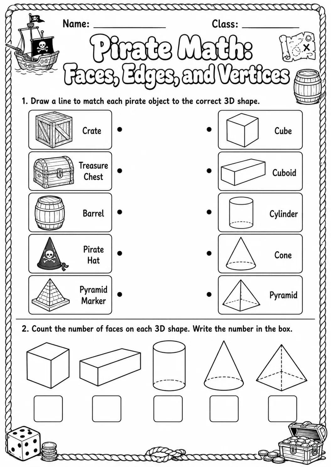 Pirate Math: Position and Direction Worksheet Pack printable Pirate Math worksheet preview from KiwiBee