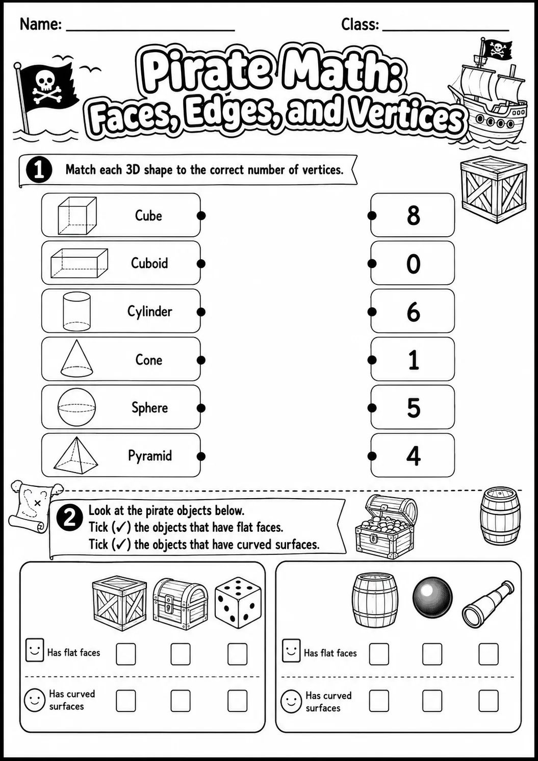 Pirate Math: Position and Direction Worksheet Pack page 3 printable Pirate Math preview