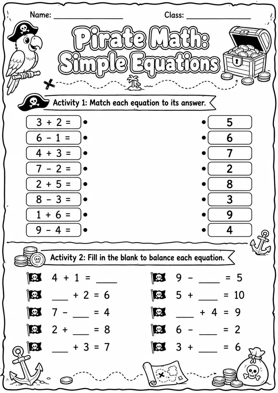 Pirate Math: Position and Direction Worksheet Pack page 2 printable Pirate Math preview
