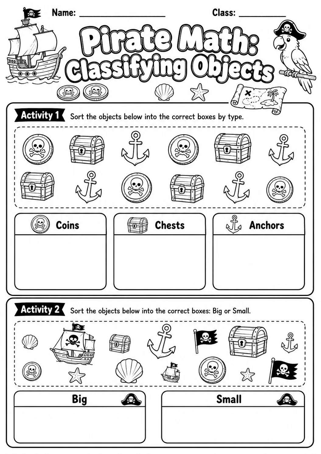 Pirate Math: Position and Direction Worksheet Pack printable Pirate Math worksheet preview from KiwiBee