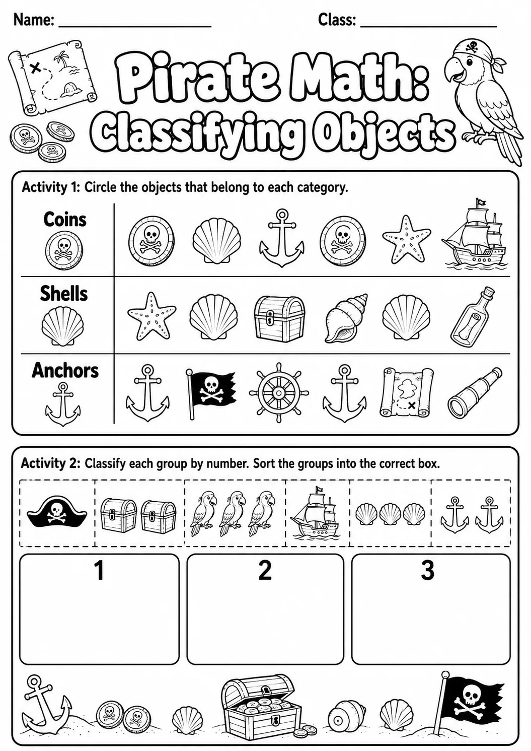 Pirate Math: Position and Direction Worksheet Pack page 3 printable Pirate Math preview