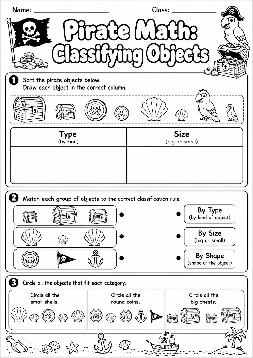 Pirate Math: Position and Direction Worksheet Pack page 6 printable Pirate Math preview