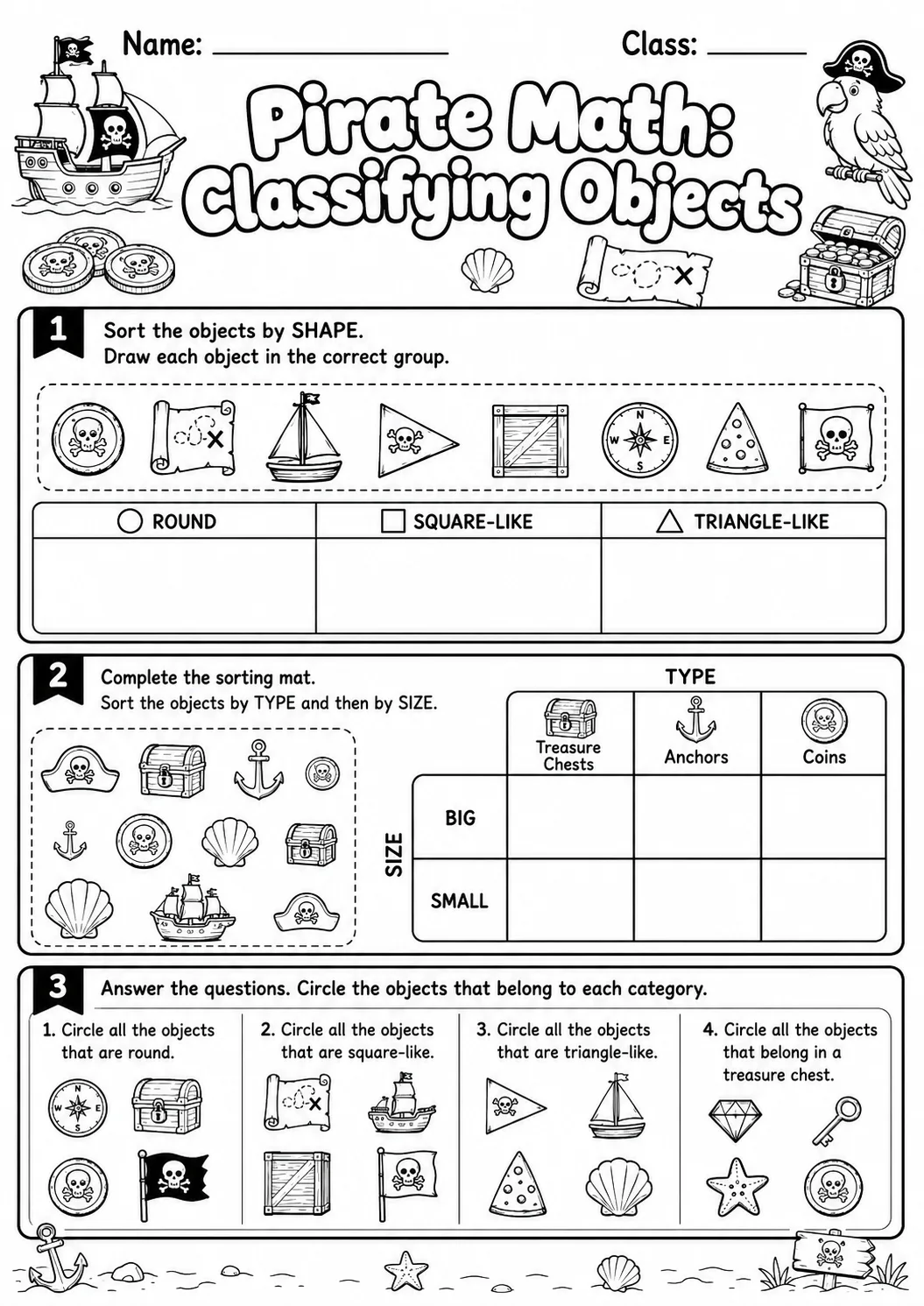 Pirate Math: Position and Direction Worksheet Pack page 10 printable Pirate Math preview