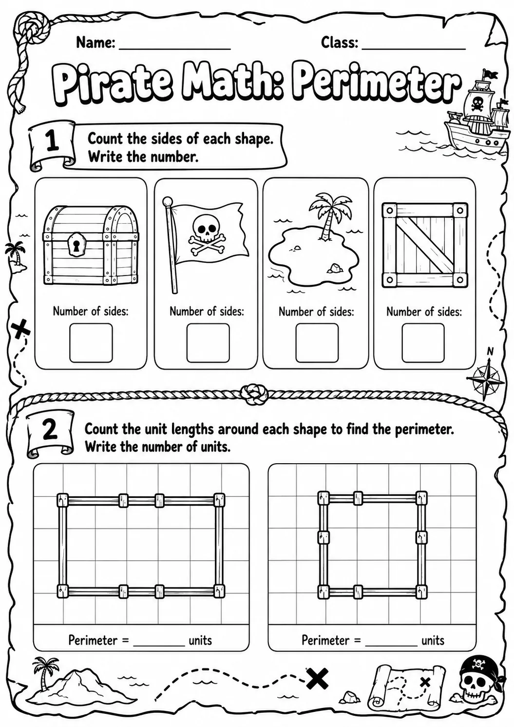 Pirate Math: Position and Direction Worksheet Pack printable Pirate Math worksheet preview from KiwiBee