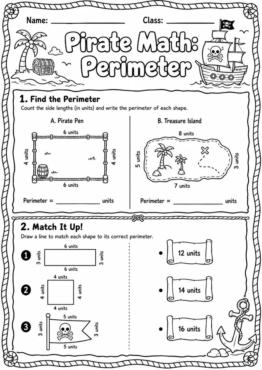 Pirate Math: Position and Direction Worksheet Pack page 2 printable Pirate Math preview