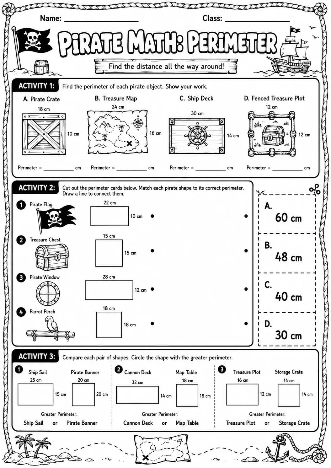 Pirate Math: Position and Direction Worksheet Pack page 4 printable Pirate Math preview