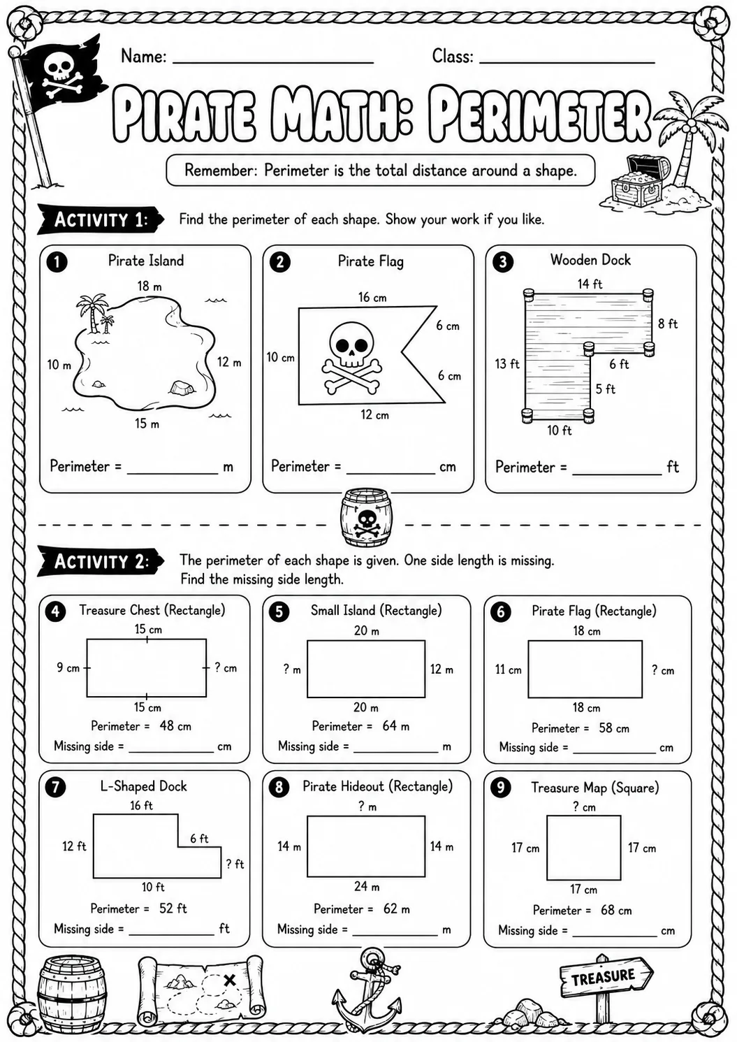 Pirate Math: Position and Direction Worksheet Pack page 5 printable Pirate Math preview