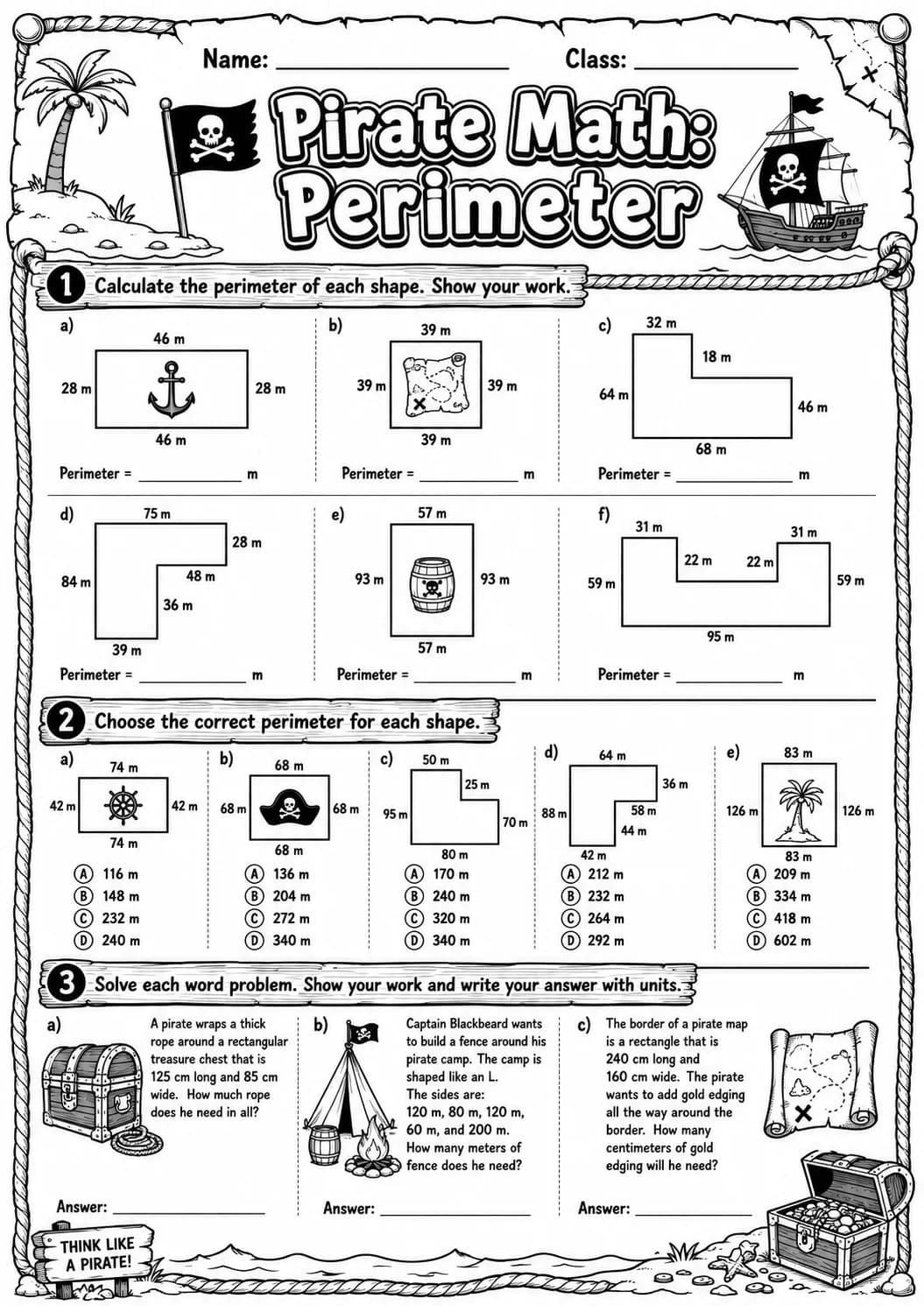 Pirate Math: Position and Direction Worksheet Pack page 7 printable Pirate Math preview