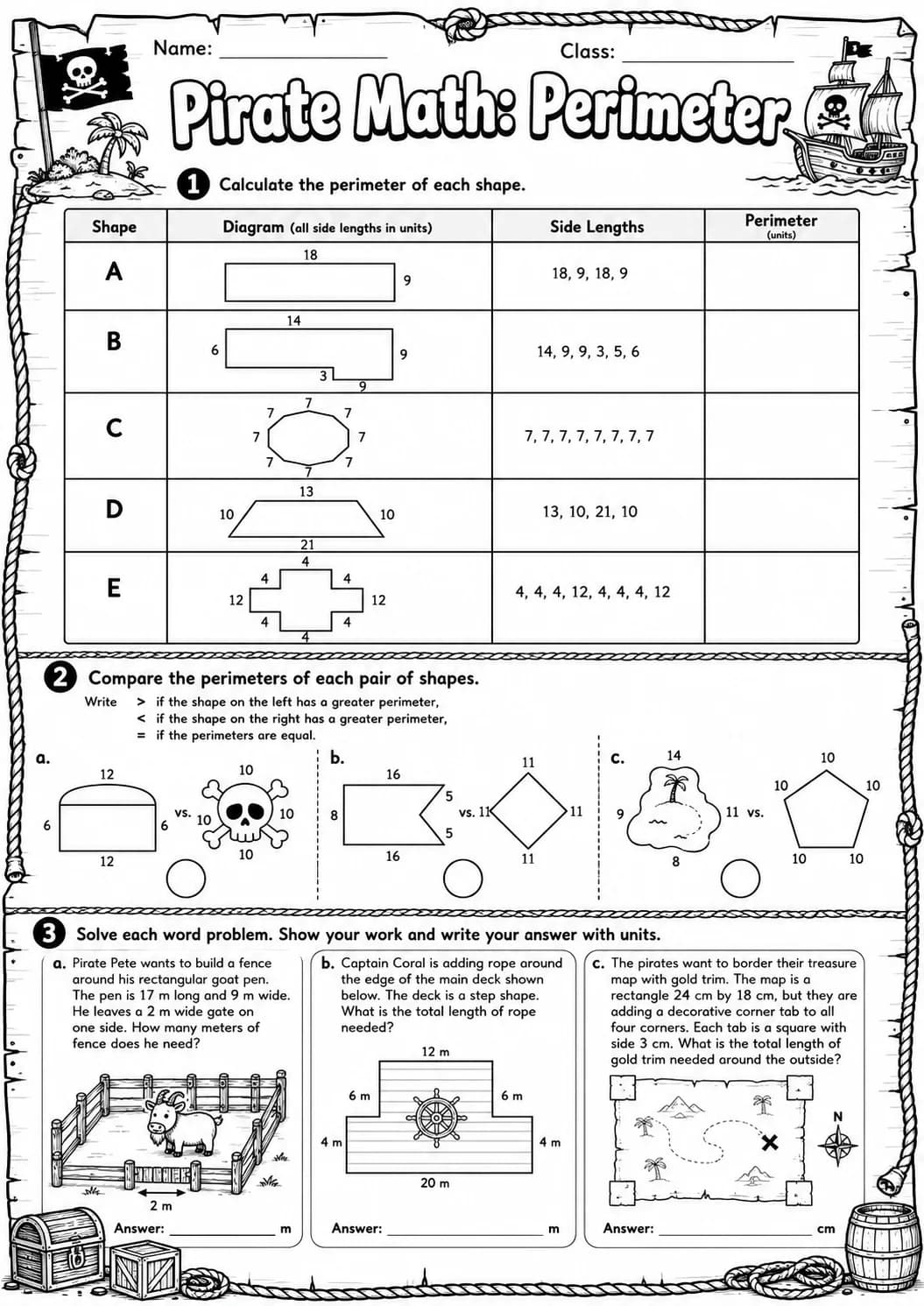 Pirate Math: Position and Direction Worksheet Pack page 9 printable Pirate Math preview