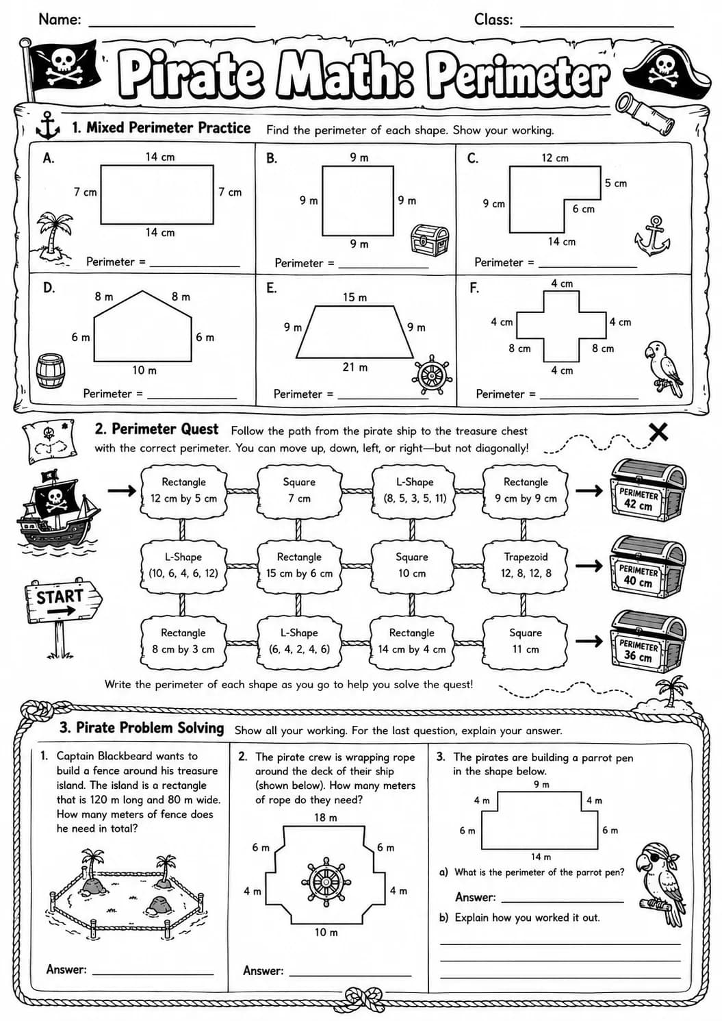Pirate Math: Position and Direction Worksheet Pack page 10 printable Pirate Math preview