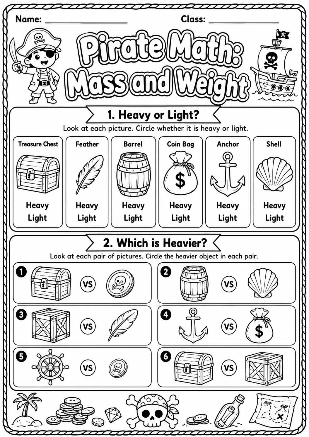 Pirate Math: Position and Direction Worksheet Pack printable Pirate Math worksheet preview from KiwiBee