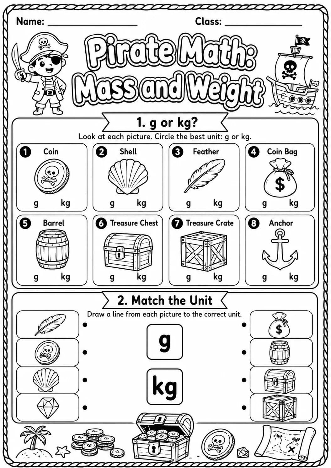 Pirate Math: Position and Direction Worksheet Pack page 2 printable Pirate Math preview