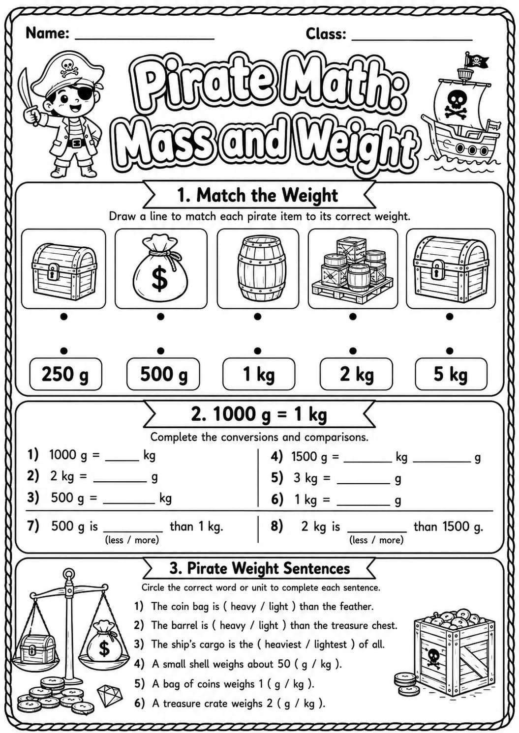 Pirate Math: Position and Direction Worksheet Pack page 5 printable Pirate Math preview