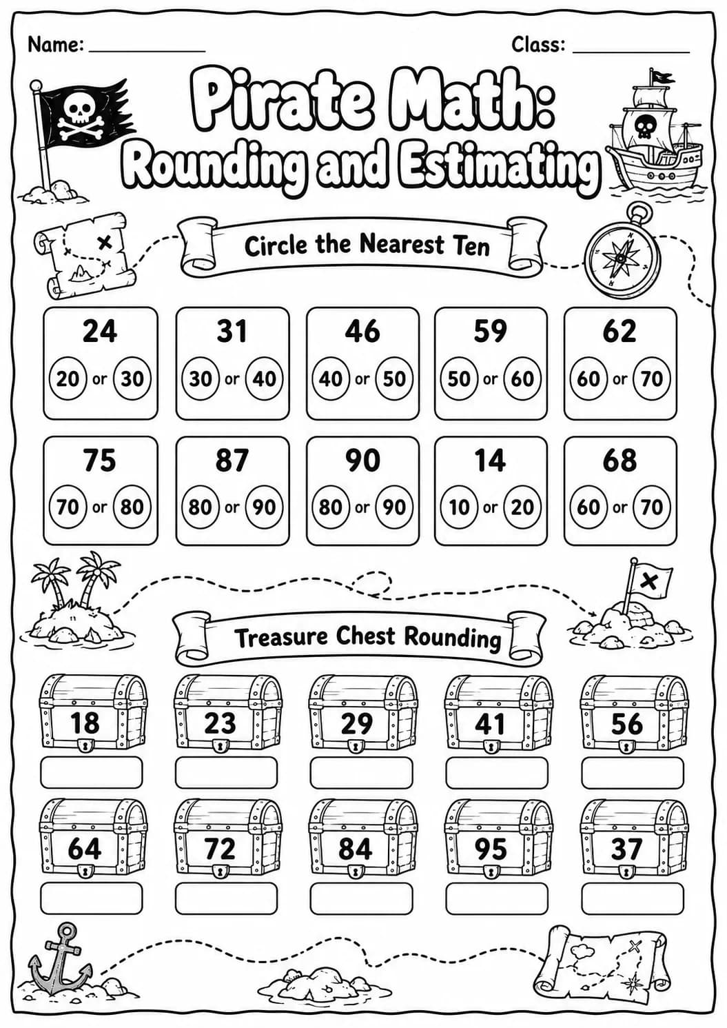 Pirate Math: Position and Direction Worksheet Pack page 2 printable Pirate Math preview