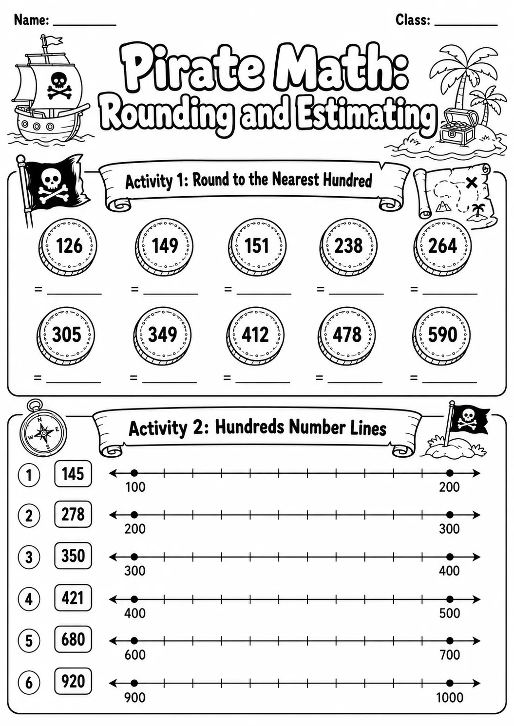 Pirate Math: Position and Direction Worksheet Pack page 5 printable Pirate Math preview