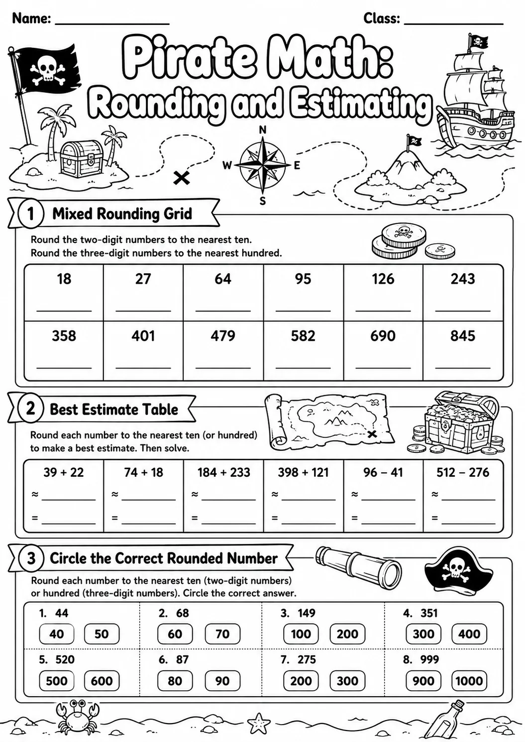 Pirate Math: Position and Direction Worksheet Pack page 10 printable Pirate Math preview