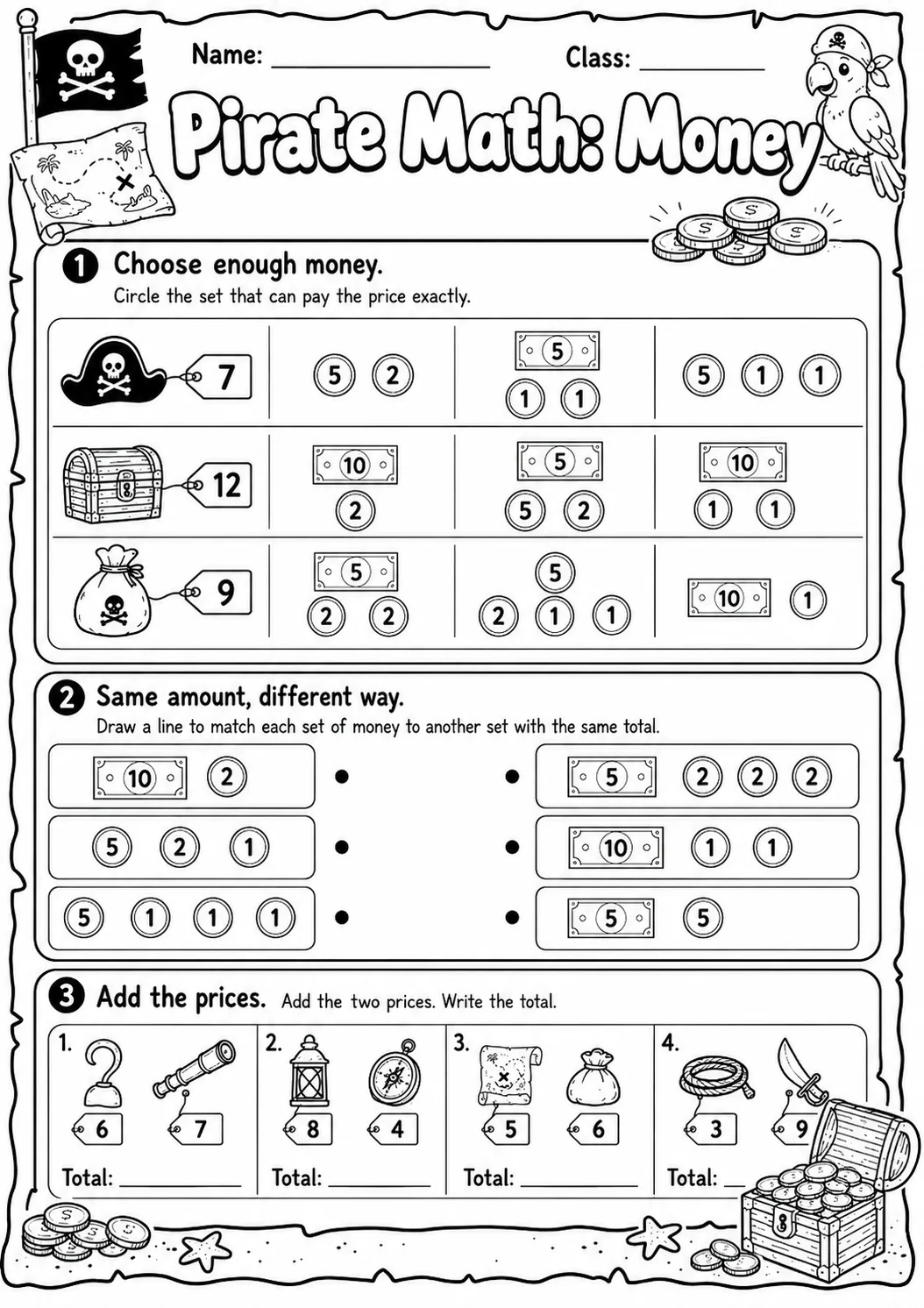 Pirate Math: Position and Direction Worksheet Pack page 4 printable Pirate Math preview