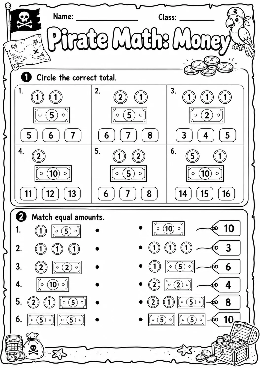 Pirate Math: Position and Direction Worksheet Pack page 6 printable Pirate Math preview
