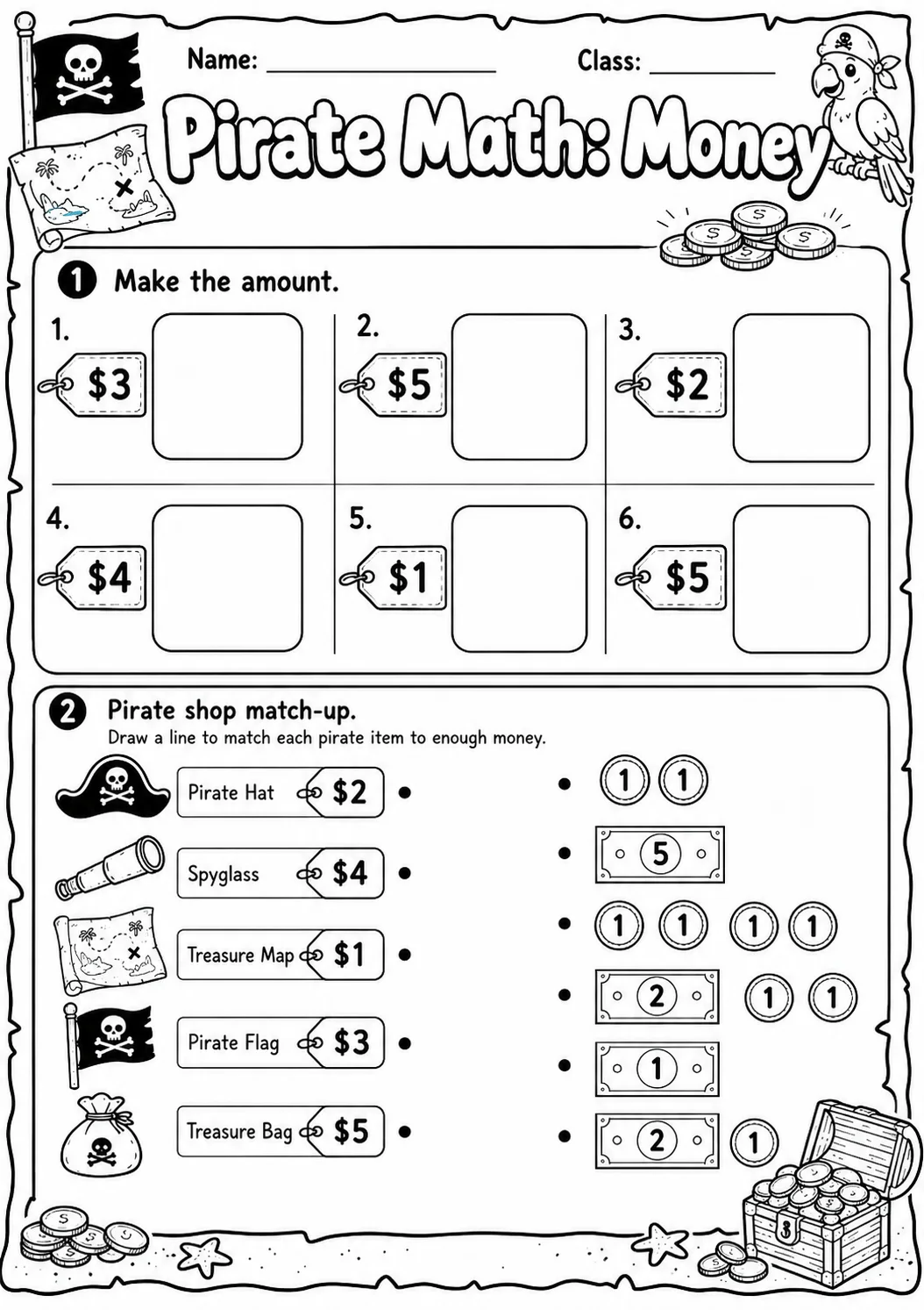 Pirate Math: Position and Direction Worksheet Pack page 9 printable Pirate Math preview