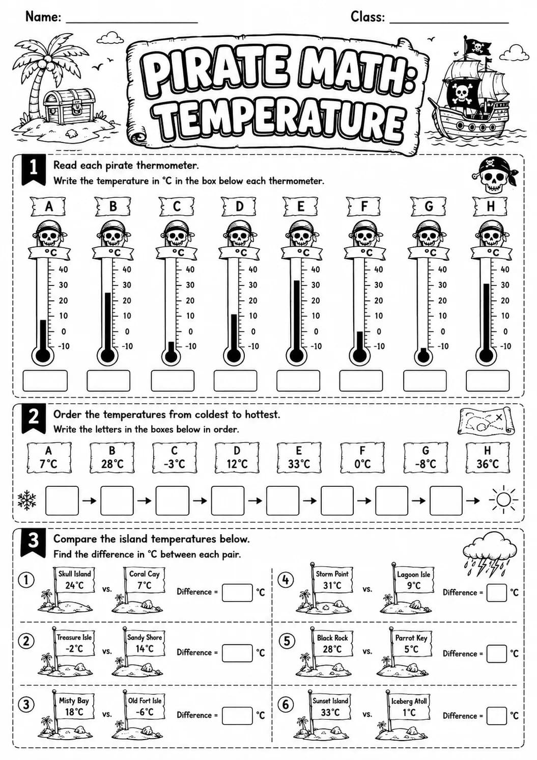 Pirate Math: Position and Direction Worksheet Pack page 7 printable Pirate Math preview
