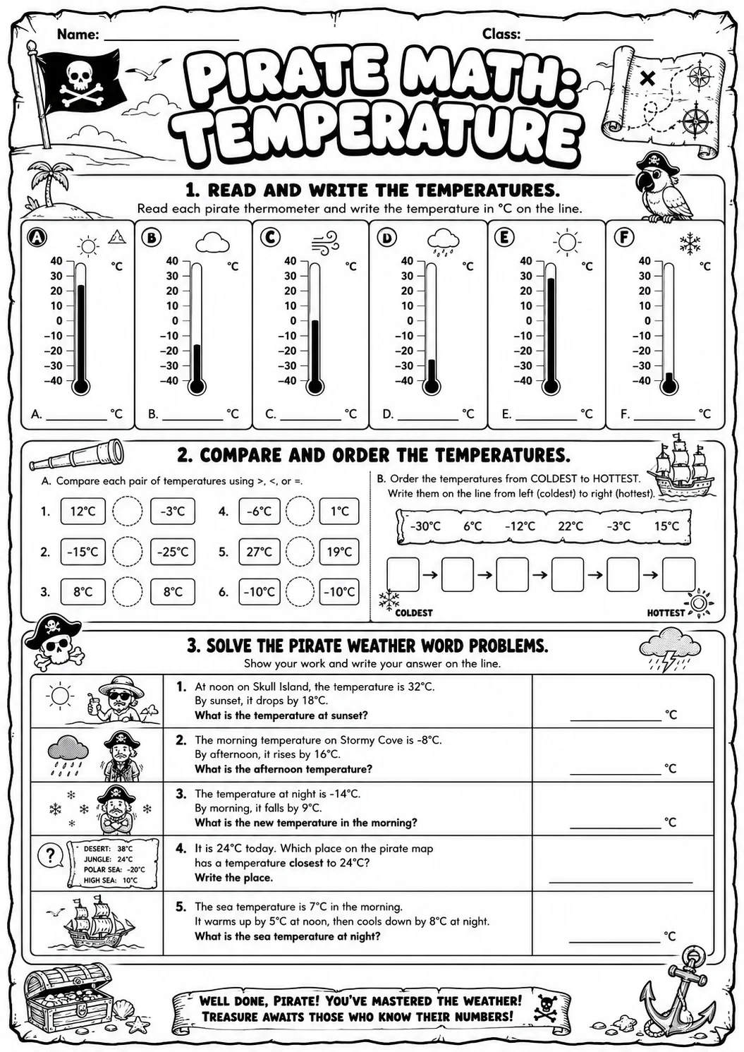 Pirate Math: Position and Direction Worksheet Pack page 10 printable Pirate Math preview