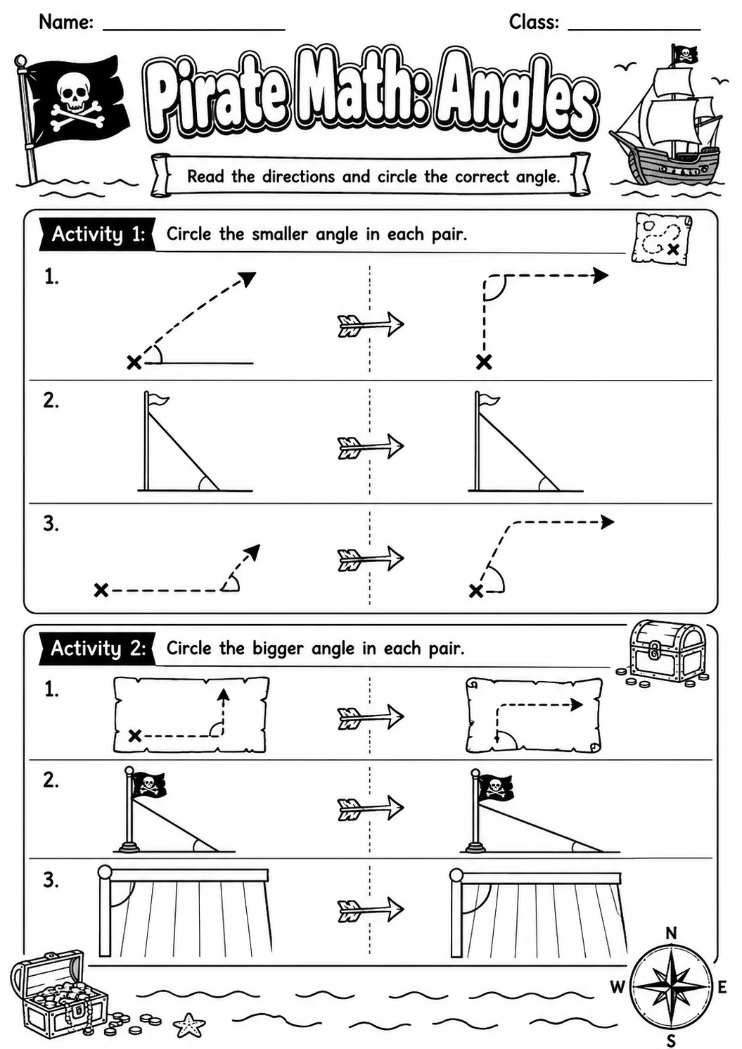 Pirate Math: Position and Direction Worksheet Pack page 3 printable Pirate Math preview