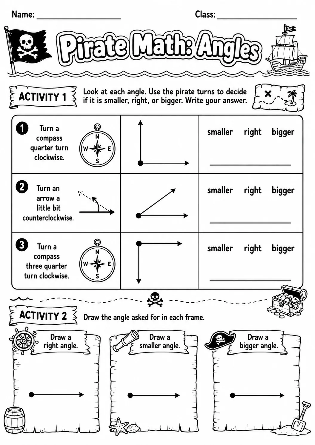 Pirate Math: Position and Direction Worksheet Pack page 6 printable Pirate Math preview