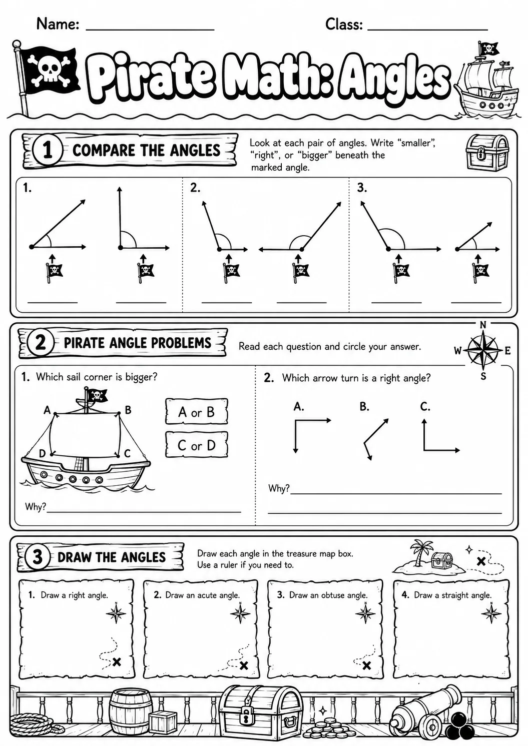 Pirate Math: Position and Direction Worksheet Pack page 8 printable Pirate Math preview