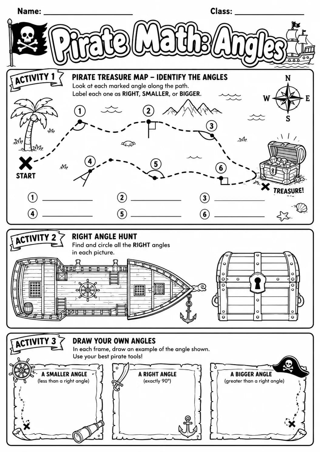 Pirate Math: Position and Direction Worksheet Pack page 9 printable Pirate Math preview