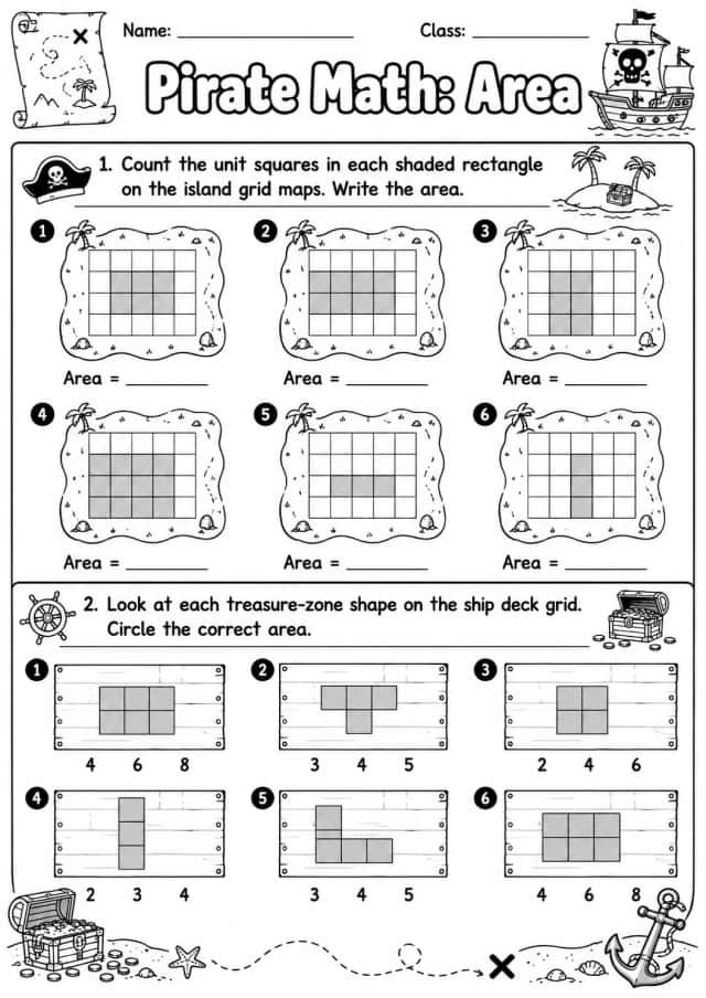 Pirate Math: Position and Direction Worksheet Pack