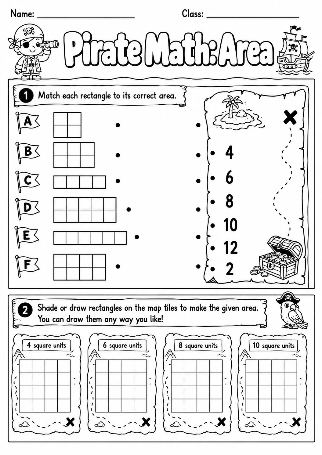 Pirate Math: Position and Direction Worksheet Pack page 2 printable Pirate Math preview