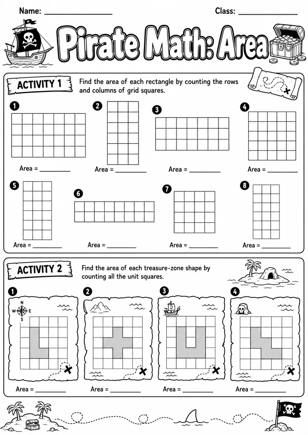 Pirate Math: Position and Direction Worksheet Pack page 4 printable Pirate Math preview