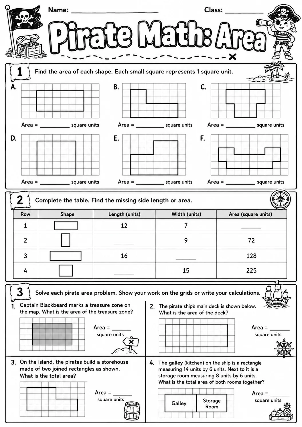 Pirate Math: Position and Direction Worksheet Pack page 9 printable Pirate Math preview