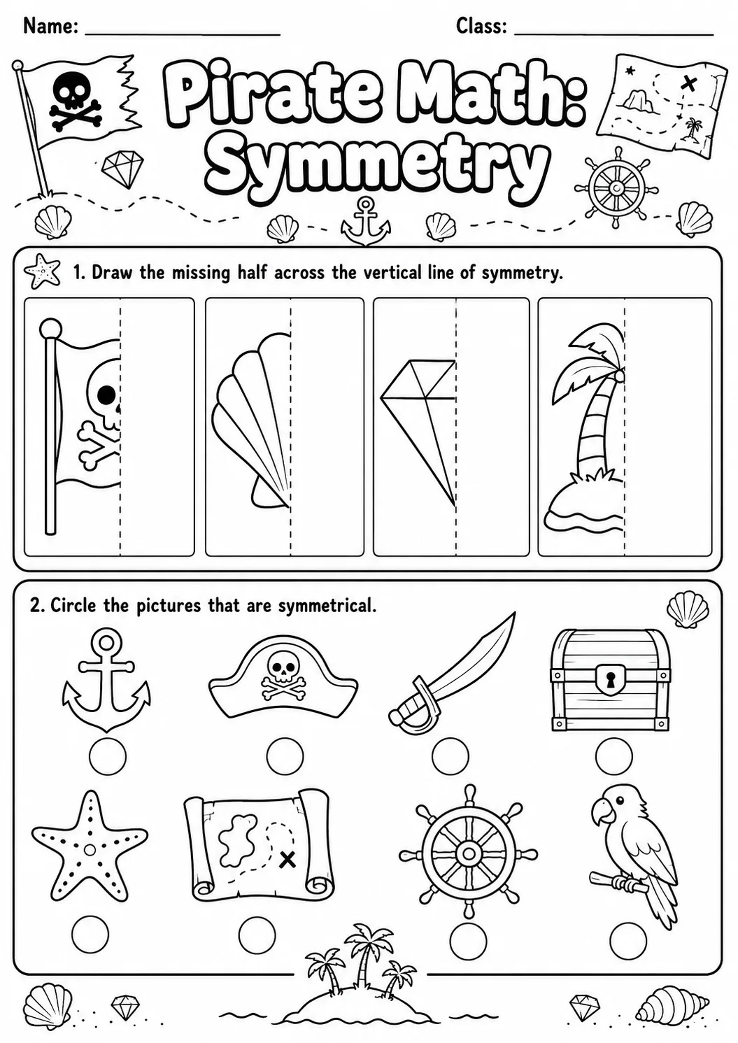 Pirate Math: Position and Direction Worksheet Pack printable Pirate Math worksheet preview from KiwiBee