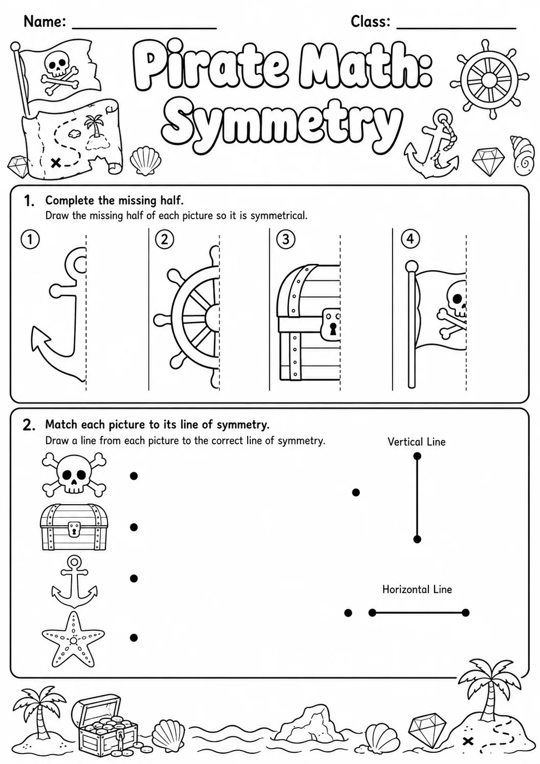 Pirate Math: Position and Direction Worksheet Pack page 2 printable Pirate Math preview