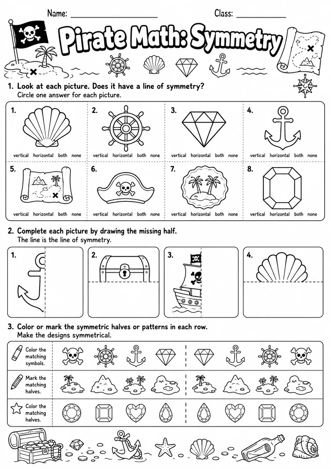 Pirate Math: Position and Direction Worksheet Pack page 6 printable Pirate Math preview