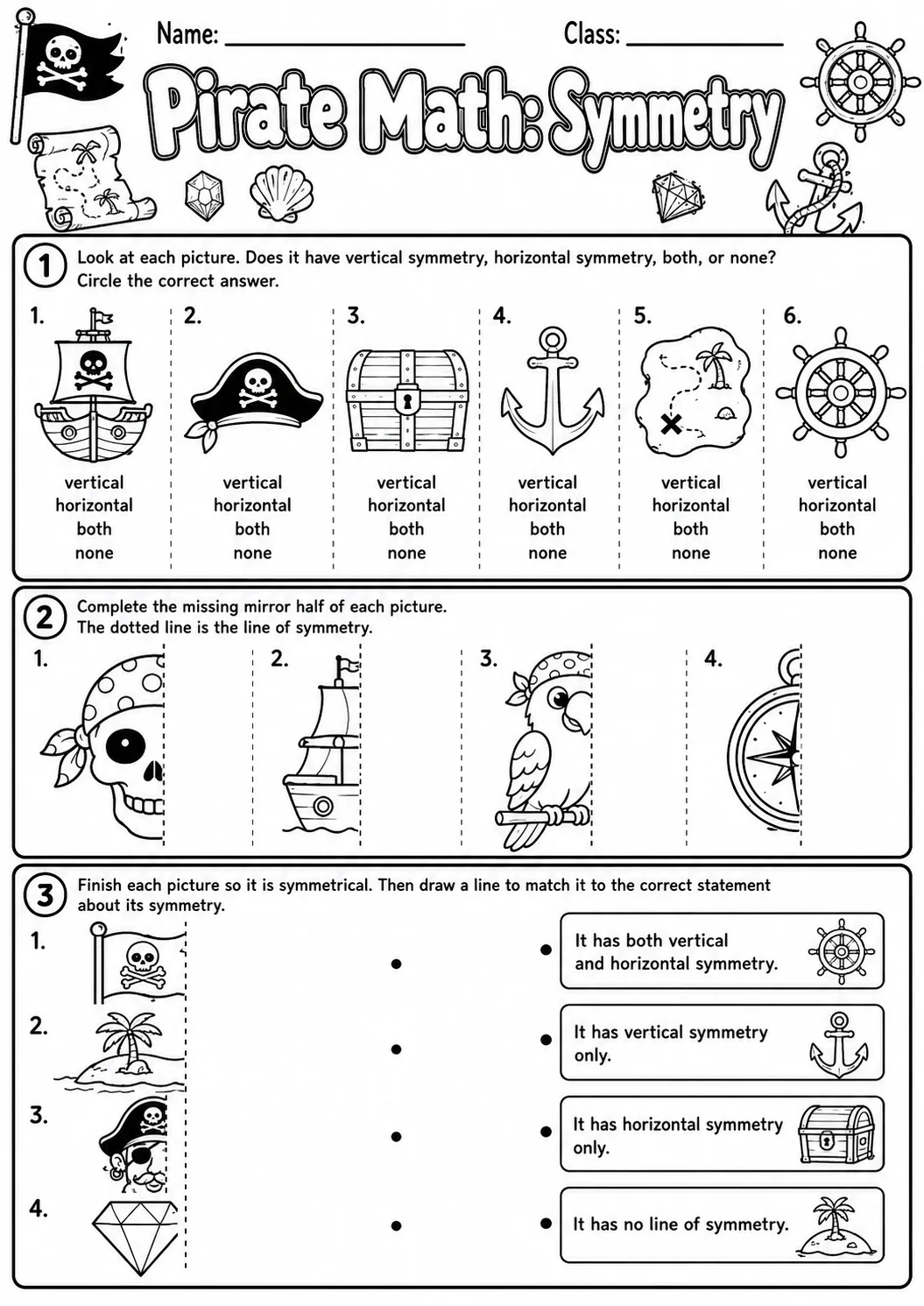 Pirate Math: Position and Direction Worksheet Pack page 10 printable Pirate Math preview