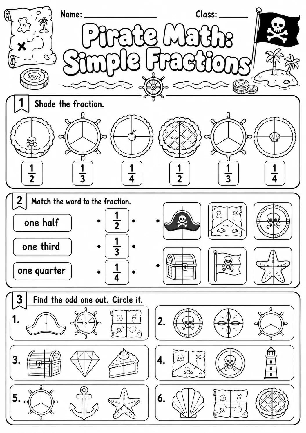 Pirate Math: Position and Direction Worksheet Pack page 4 printable Pirate Math preview