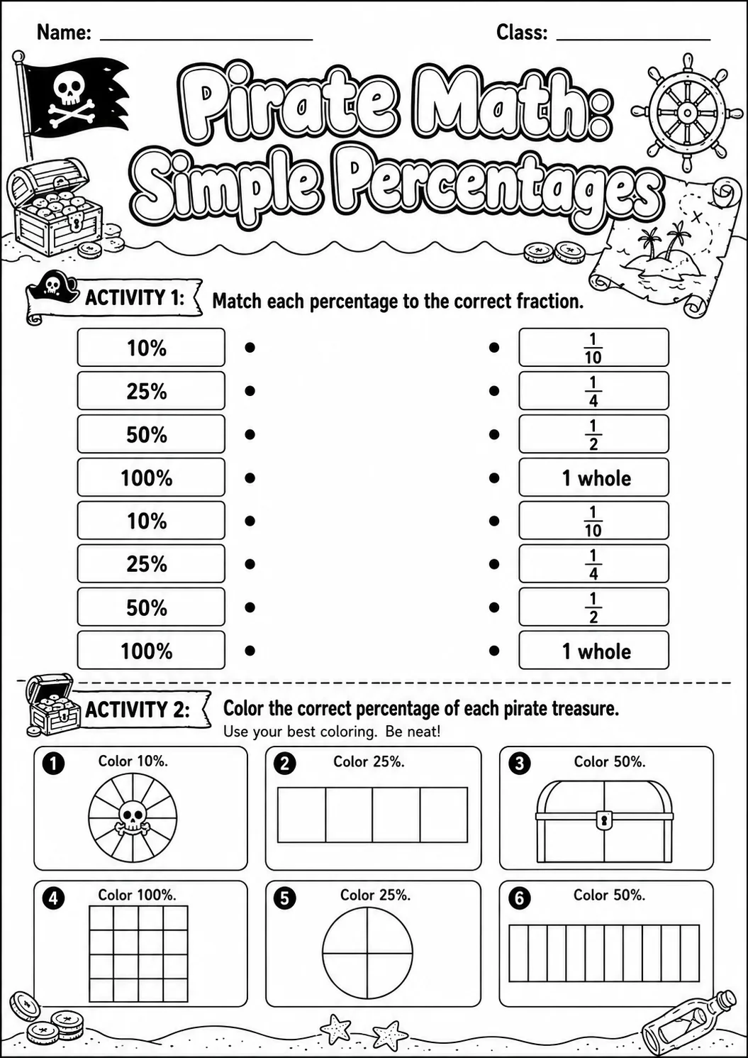 Pirate Math: Position and Direction Worksheet Pack printable Pirate Math worksheet preview from KiwiBee