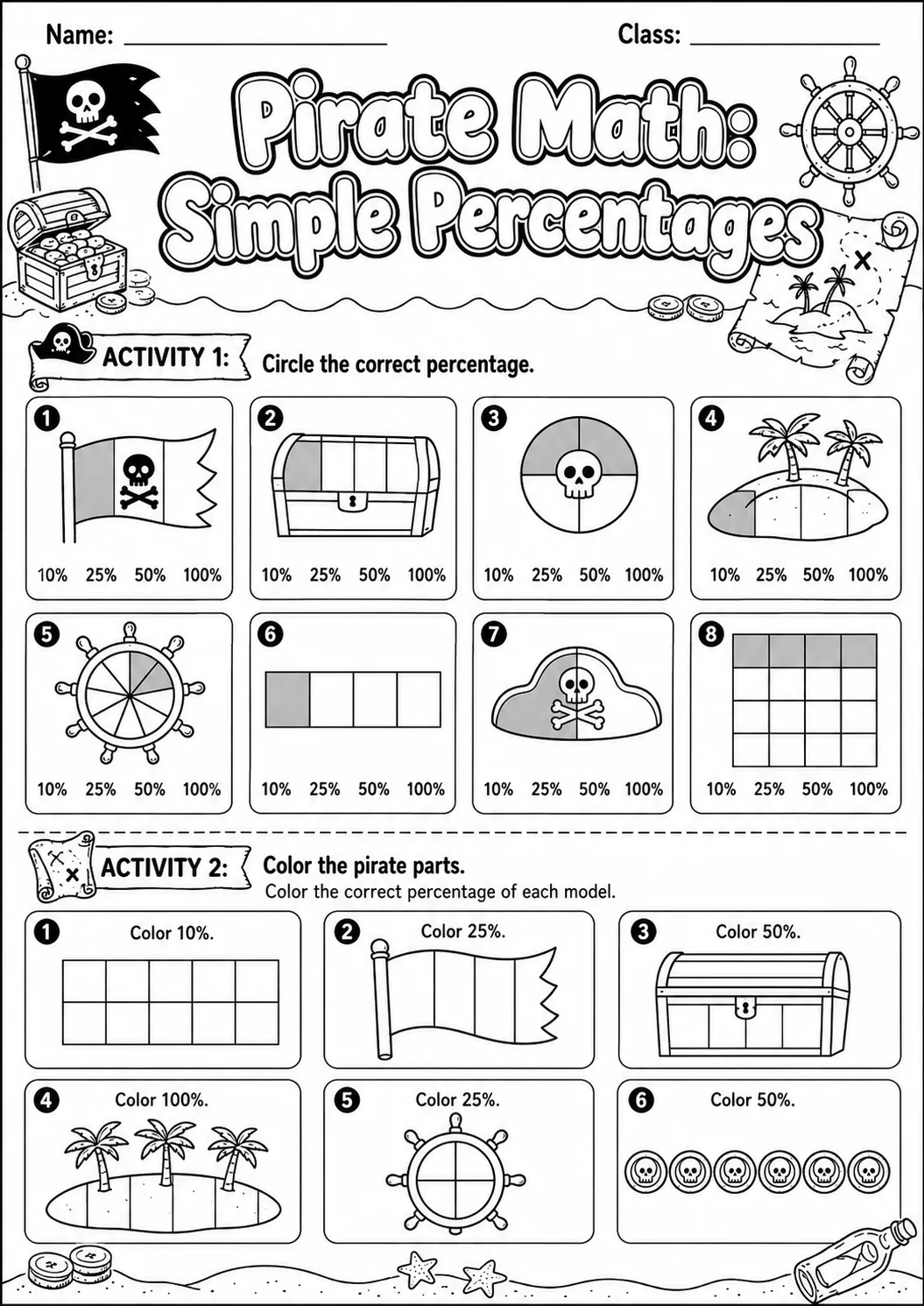 Pirate Math: Position and Direction Worksheet Pack page 2 printable Pirate Math preview
